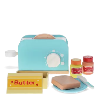 Wooden toy toaster playset