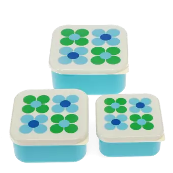 Snack boxes (set of 3) - Blue and green Daisy
