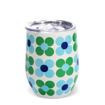 Travel cup 350ml - Blue and green Daisy