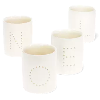 Glossy ceramic tealight holders (set of 4) - NOEL
