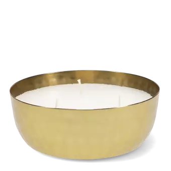 3-wick scented candle bowl - Gold tone hammered metal