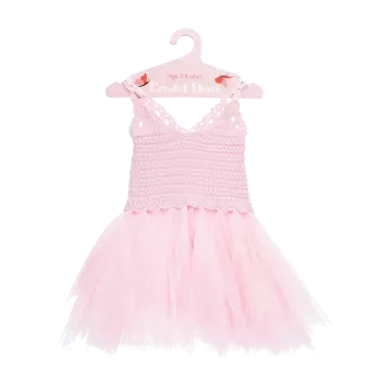 Crochet dress (3-4 years) - Pale pink