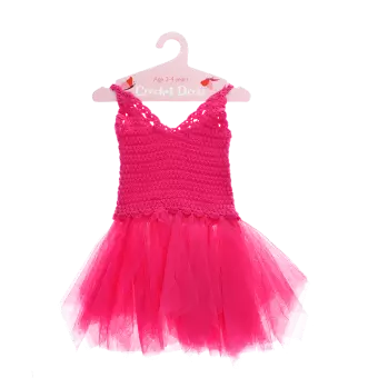 Crochet dress (3-4 years) - Bright pink