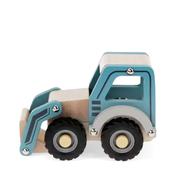 Wooden push along vehicle toy - Digger truck (blue)