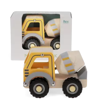 Wooden push along vehicle toy - Cement mixer (yellow)