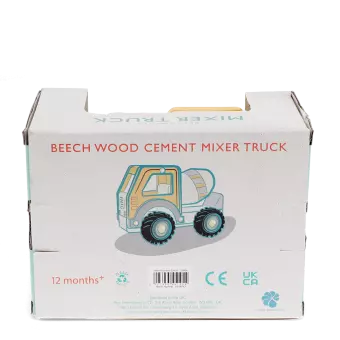 Wooden push along vehicle toy - Cement mixer (yellow)