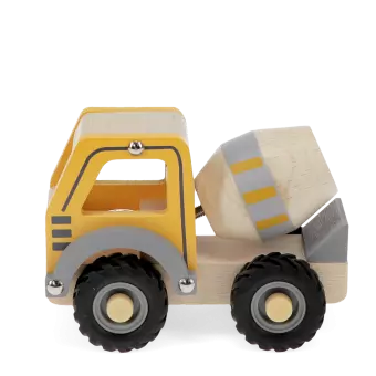 Wooden push along vehicle toy - Cement mixer (yellow)
