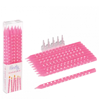 Spotty cake candles (pack of 10) - Pink