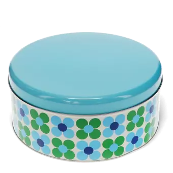 Cake storage tin - Blue and green Daisy