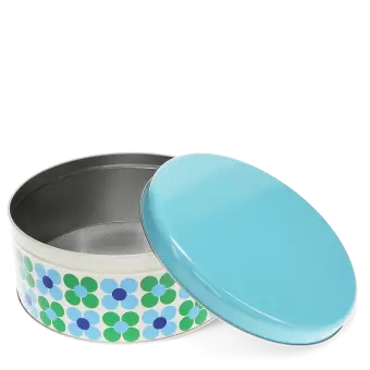 Cake storage tin - Blue and green Daisy