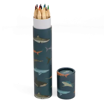 Long tube of colouring pencils - Sharks