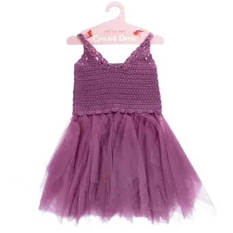  Crochet dress (5-6 years) - Damson purple