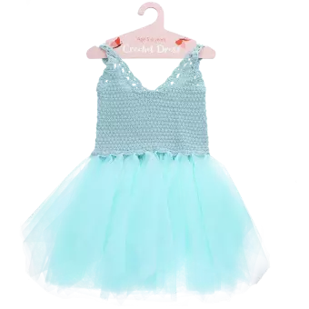 Crochet dress (5-6 years) - Aqua blue
