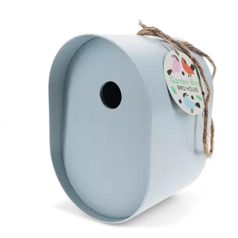 Oval bamboo fibre birdhouse - Blue