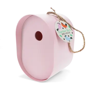 Oval bamboo fibre birdhouse - Pink