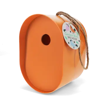 Oval bamboo fibre birdhouse - Orange