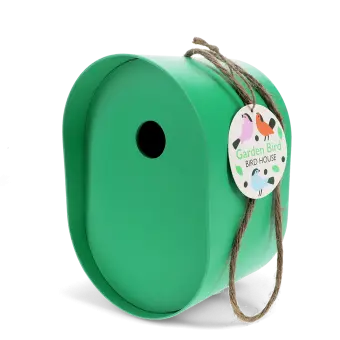 Oval bamboo fibre birdhouse - green