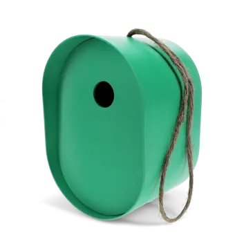 Oval bamboo fibre birdhouse - green