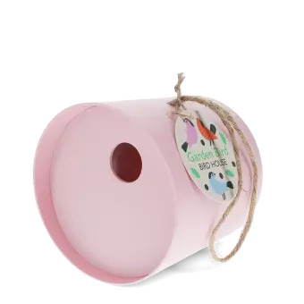 Round bamboo fibre birdhouse - Pink