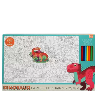 Large colouring poster with pencils - Baby Dinos