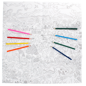 Large colouring poster with pencils - Baby Dinos