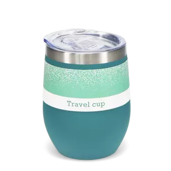 Rubber coated travel cup 350ml - Petrol blue