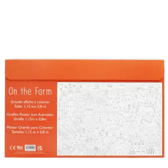 Large colouring poster with pencils - On the Farm