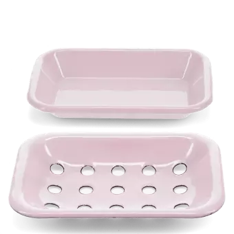 Two-part enamel soap dish - Pink