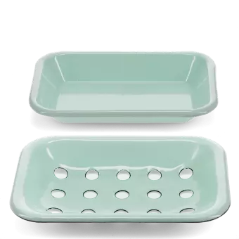 Two-part enamel soap dish - Green