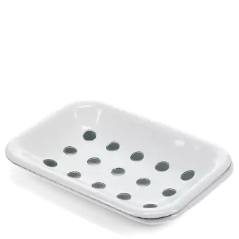 Two-part enamel soap dish - White