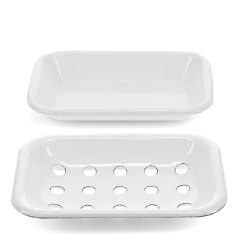 Two-part enamel soap dish - White