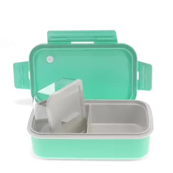 Double wall lunch box with divider - Aqua