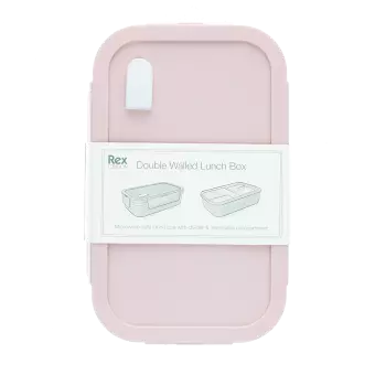 Double wall lunch box with divider - Pink