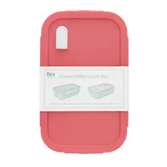 Double wall lunch box with divider - Rose pink