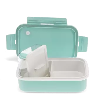 Double wall lunch box with divider - Pale blue
