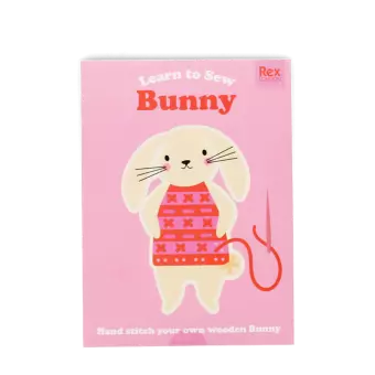 learn sew wooden hand stitch set bunny