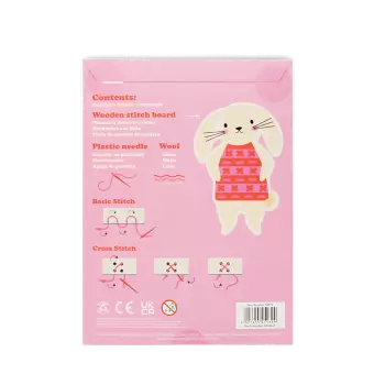 learn sew wooden hand stitch set bunny