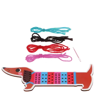Learn to sew wooden hand-stitch set - Sausage Dog