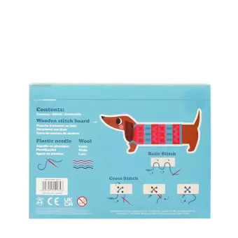 Learn to sew wooden hand-stitch set - Sausage Dog