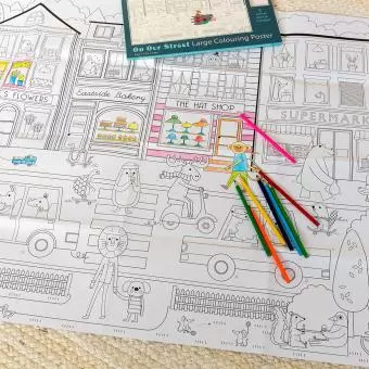 Large colouring poster with pencils - On Our Street