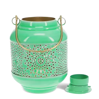 Enamel tealight lantern - Green