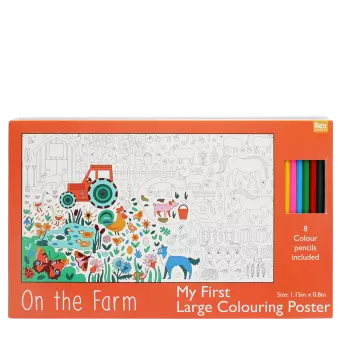 Large colouring poster with pencils - On the Farm