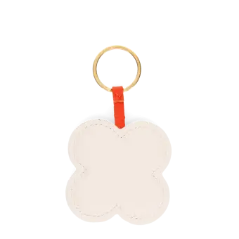 Faux leather keyring - Pink daisy