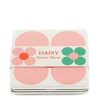 Square pocket mirror - Pink and green Daisy