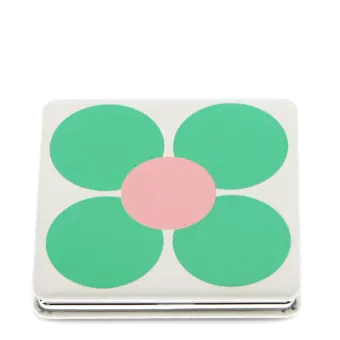 Square pocket mirror - Pink and green Daisy