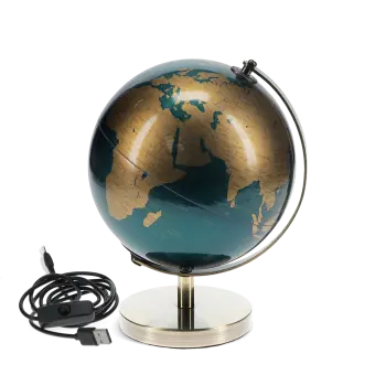 USB world globe light (14.2cm) - Blue and gold