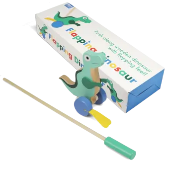 Wooden push along walker toy - Flapping dinosaur