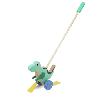 Wooden push along walker toy - Flapping dinosaur