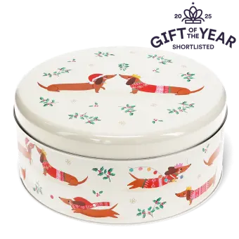 Cake storage tin - Festive Sausage Dog