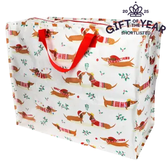 Jumbo storage bag - Festive Sausage Dog